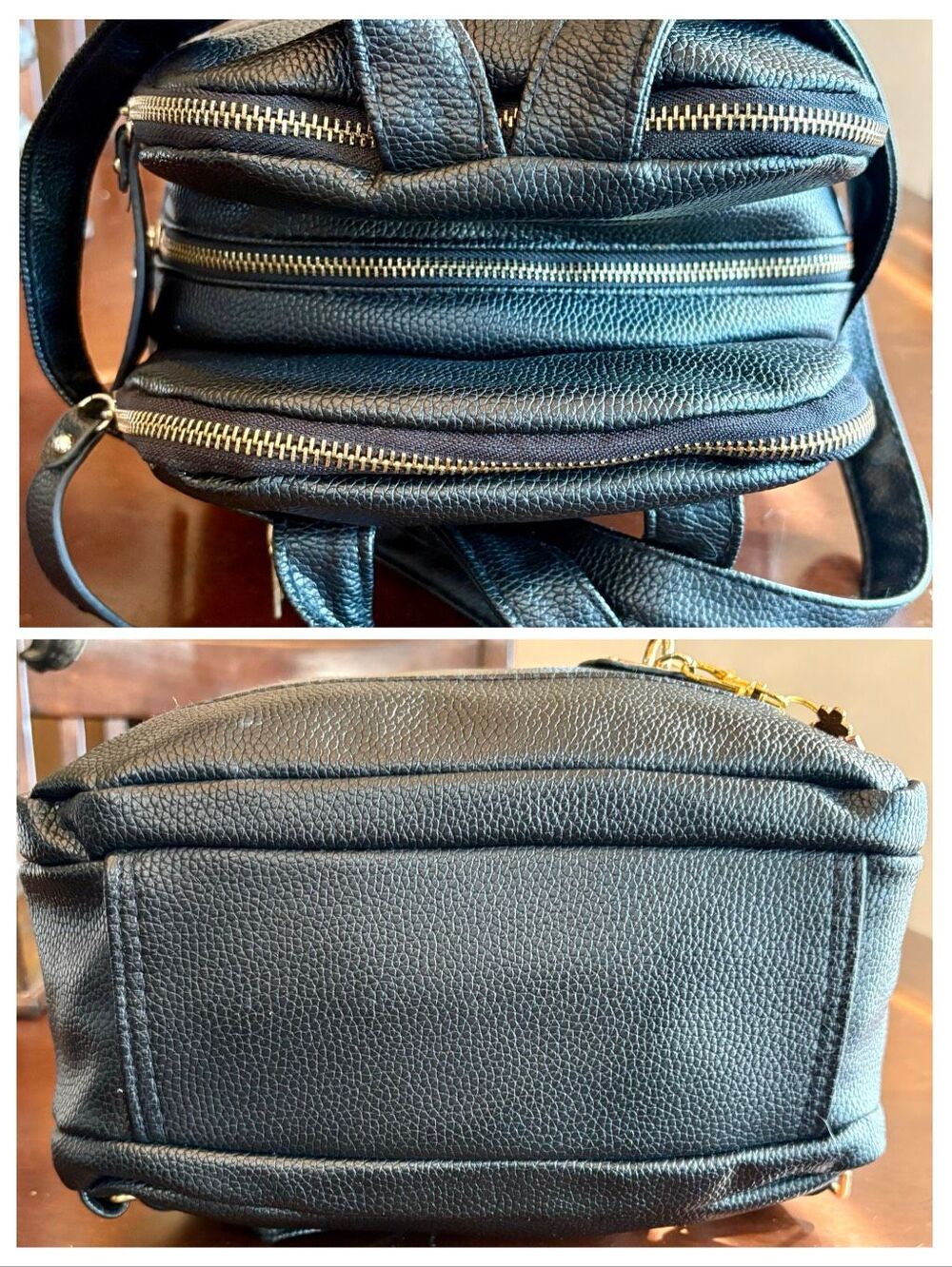 UNBRANDED - EUC Black Pebbled Faux Leather Mini Backpack w/Padlock-Style Accent - Picture 13 of 13
